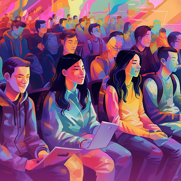 Illustration of students in front row