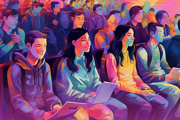 Illustration of students in front row