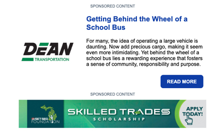 Example of DashBoard e-Newsletter advertising placements